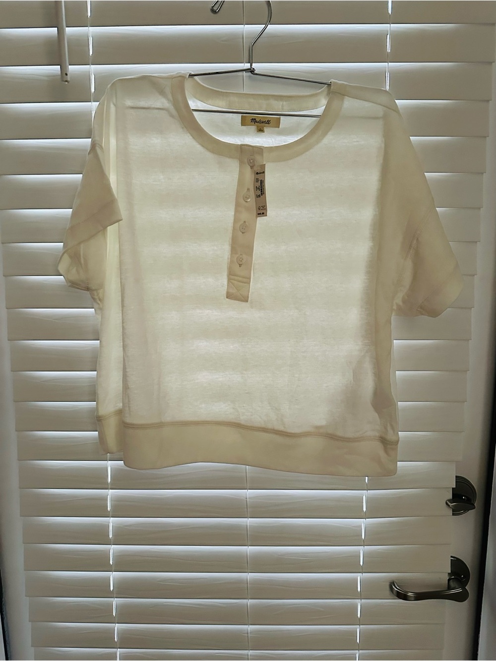 Madewell Cream Short-Sleeve Henley (Cropped) Tee